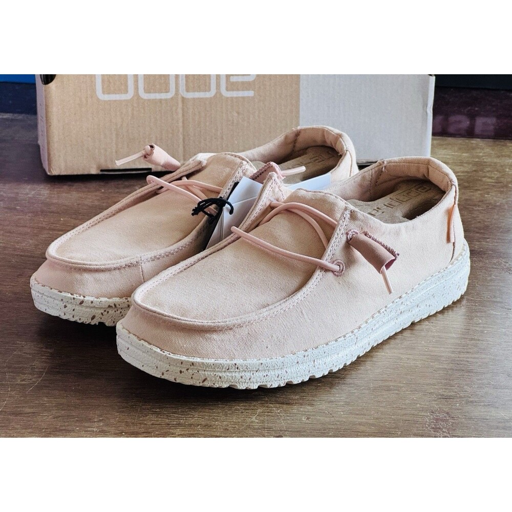 Women’s Size 5 HEYDUDE Wendy Antique Rose Pink Canvas 121415006 NIB